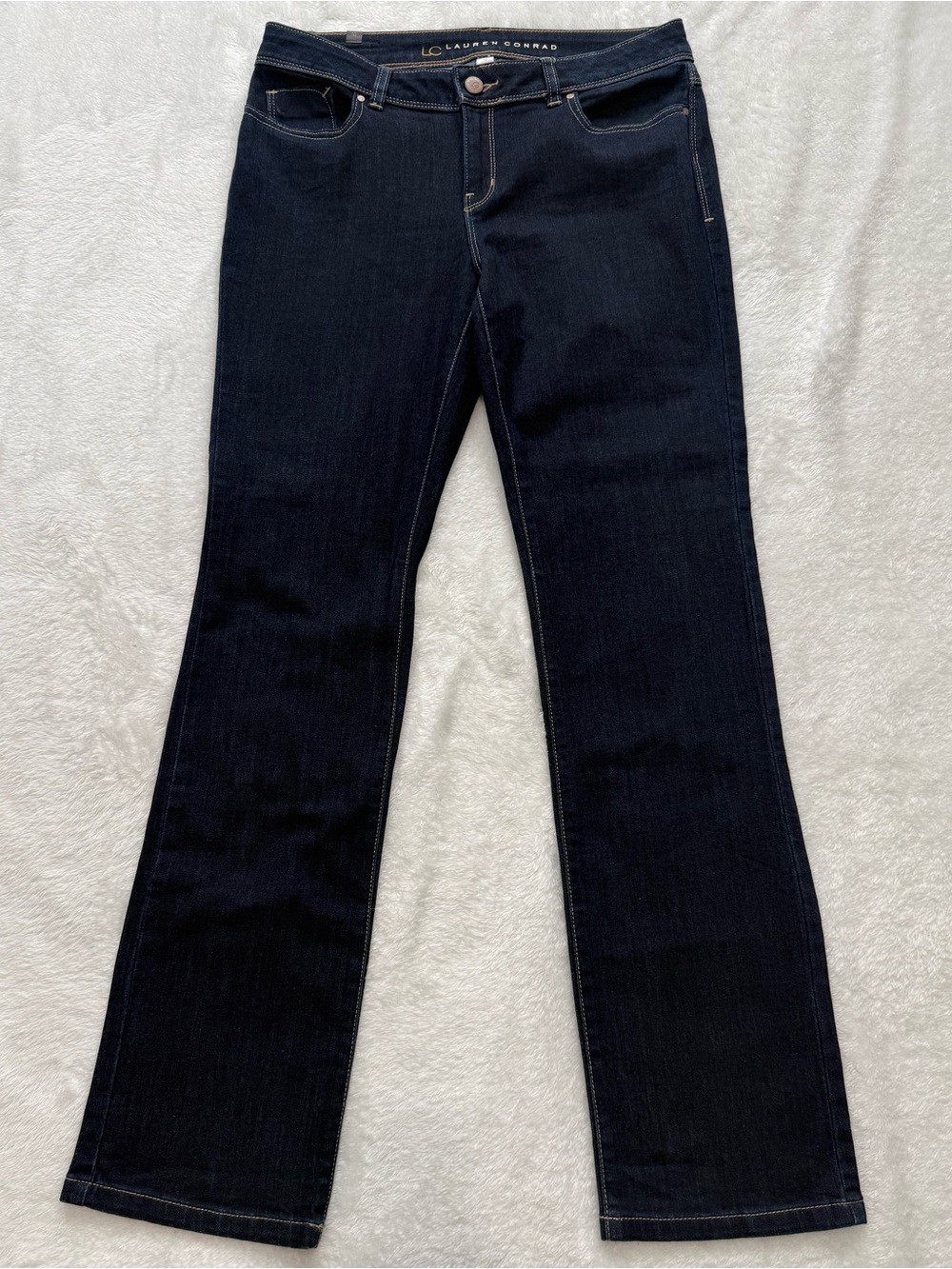 LC Lauren Conrad Indigo Straight-Leg Jeans with Contrast Stitching